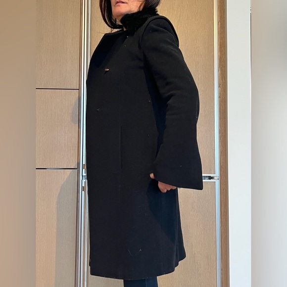 Plein Sud Black Trench Coat with removable Fur Collar - Picture 13 of 16